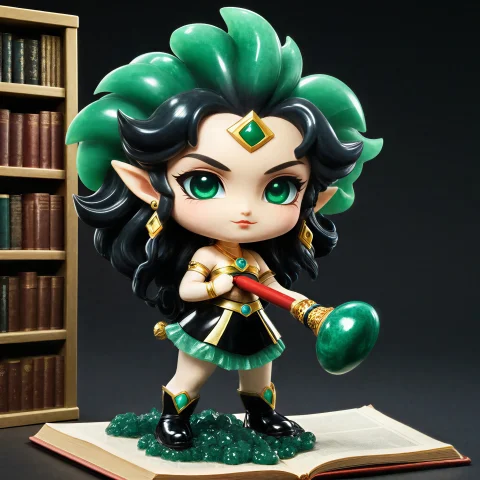 Masterpiece, Best Quality, Chibi Obsidian Jade Princess Zeld... — SDXL AI Prompt: masterpiece, best quality, (chibi obsidian jade Princess Zelda dusting avalanche...