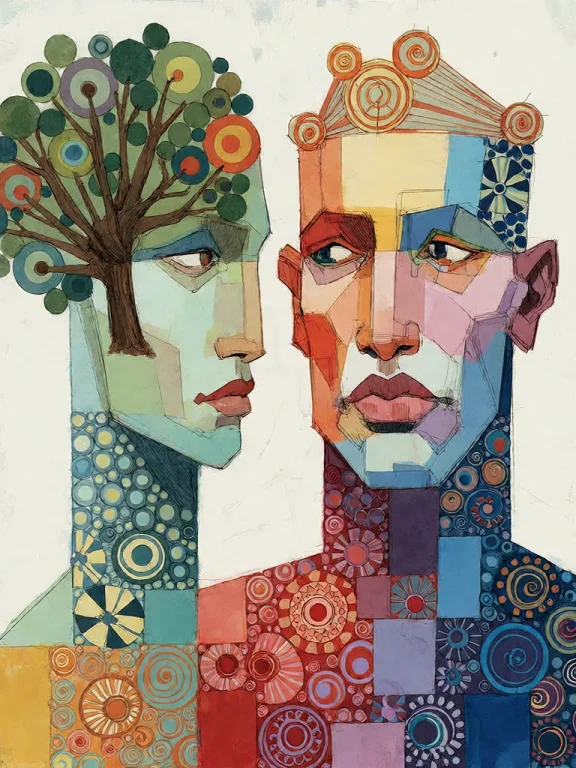 Bradhamel Art Style. A Vibrant, Stylized Diptych Painting Of...