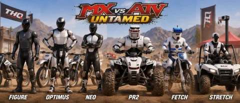 Render These Suits And Vehicles As Mx Vs. Atv Untamed Riders... — Stable Diffusion AI Prompt: render these suits and vehicles as MX vs. ATV Untamed riders in each of these di...