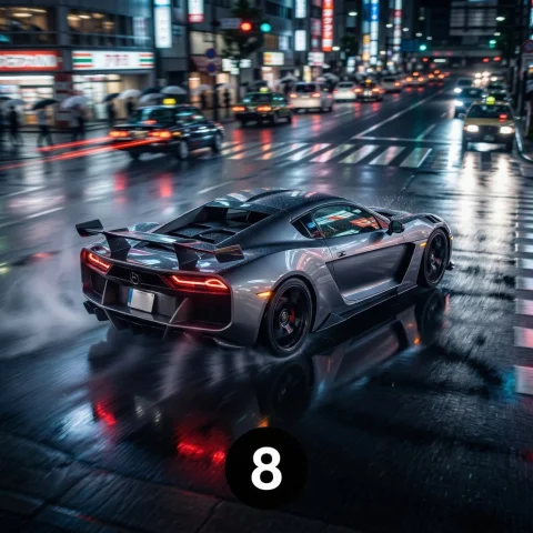 High-angle Three-quarter View From Above And Slightly Behind... — Stable Diffusion AI Prompt: High-angle three-quarter view from above and slightly behind a luxurious exotic...