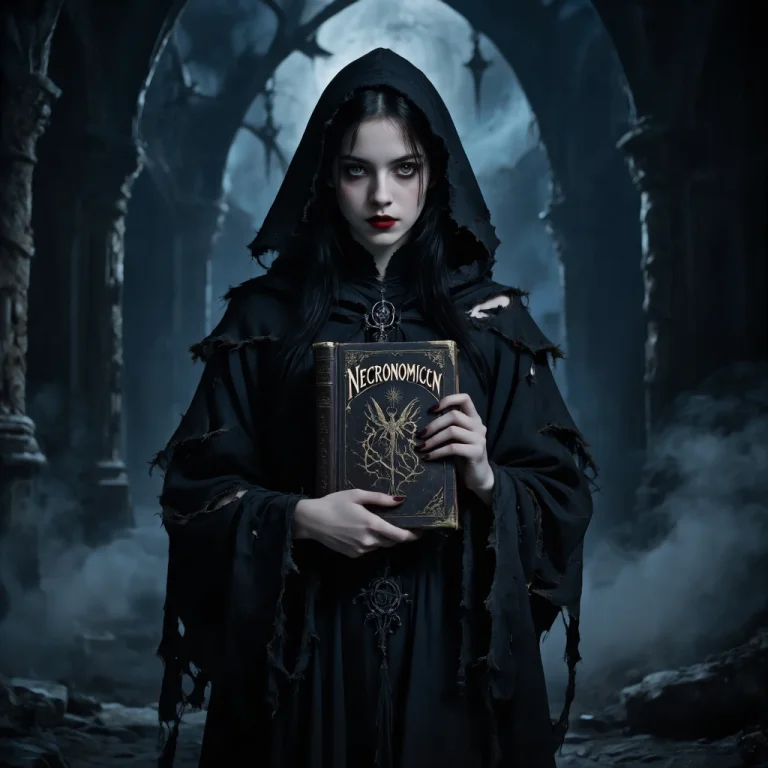 Girl Are A Cultist, She Fressed In Torn Robe, Holdindin In H...