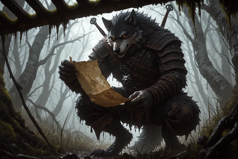 An Adult Anthropomorphic Wolf Witcher With Thick, Matted Cha...