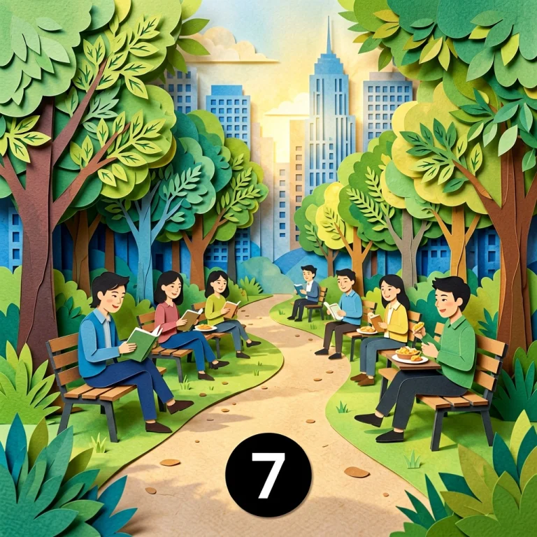 Urban Life 2d Paper-cut Art Of Adults Enjoying A Lunch Break...