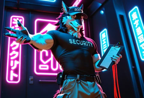 Sergal, Solo, Male, No Humans, Bara, Muscular, Black Fur, Fl... — Stable Diffusion AI Prompt: sergal, solo, male, no humans, bara, muscular, black fur, fluffy fur, ear pierci...