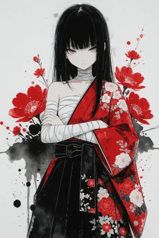 Zidiusart, An Attractive Illustration Of A Girl Combining In... — Stable Diffusion AI Prompt: zidiusArt, An attractive illustration of a girl combining ink-wash style brushwo...