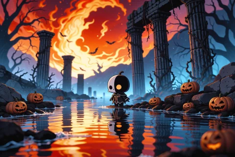 Generation Modekrea2txt2img Positive Promptchibihalloween At... — Stable Diffusion AI Prompt: Generation Mode:krea2_txt2img Positive Prompt:Chibi_Halloween at the edge of ris...