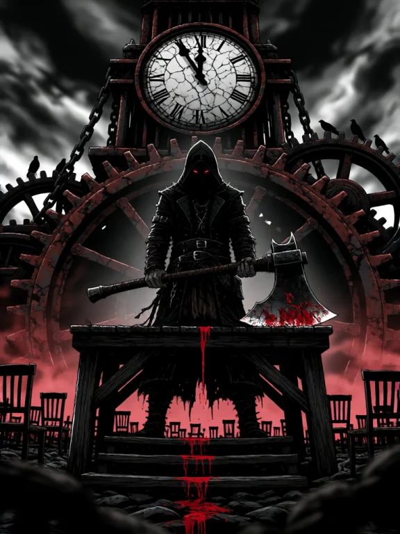A Dark, Ominous And Dramatic Gothic Scene. A Tall, Faceless...