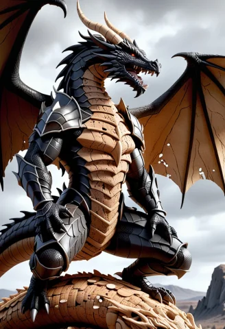 A Colossal, Nightmarish Dragon Soaring Through A Turbulent,... — SDXL AI Prompt: a colossal, nightmarish dragon soaring through a turbulent, charcoal-grey sky, i...