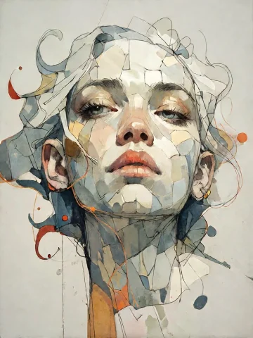 Bradhamel Art Style. A Portrait Of A Woman With A Serene, Co... — Stable Diffusion AI Prompt: Bradhamel art style. A portrait of a woman with a serene, contemplative expressi...