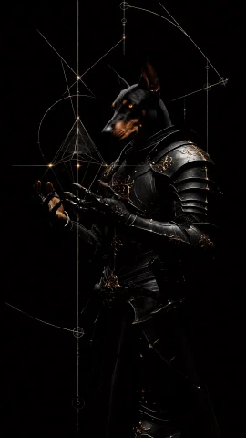 An Adult Anthropomorphic Doberman Man, An Inquisition Exorci... — Stable Diffusion AI Prompt: An adult anthropomorphic Doberman man, an Inquisition Exorcist, stands amidst a...