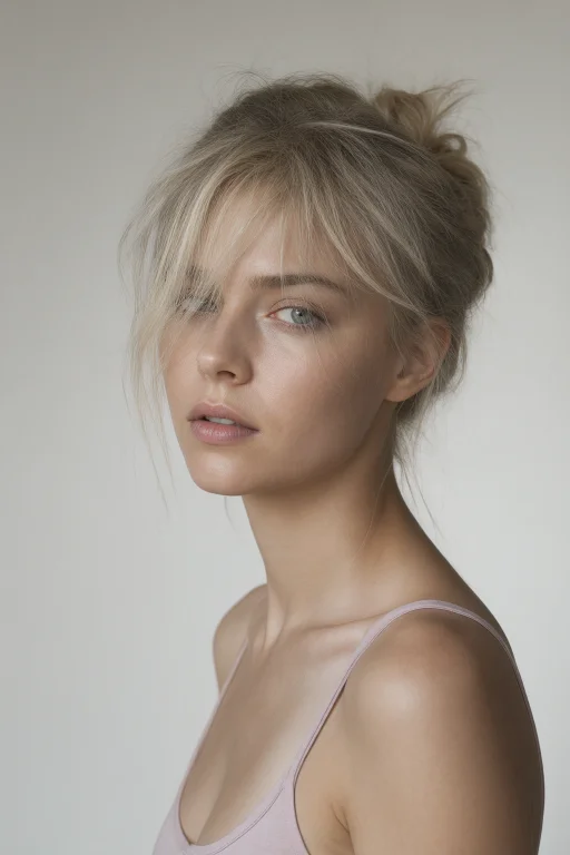 Sean Archer Style, Studio Portrait Of A Blonde With Tousled...