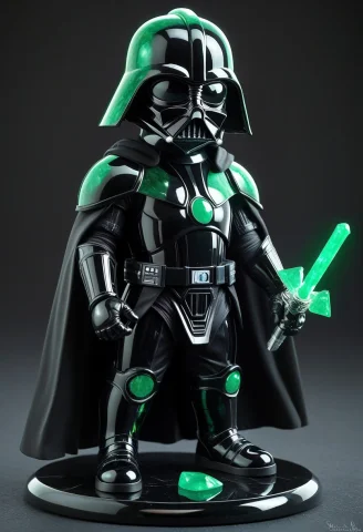 An Irresistibly Adorable Chibi Darth Vader Standing Proudly... — SDXL AI Prompt: An irresistibly adorable chibi Darth Vader standing proudly in the center of a d...