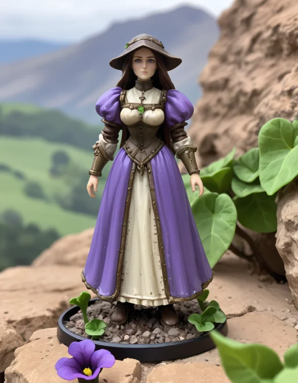 Medieval Petunia Flower In Simple Rpg Clothes, 1500ad Auster...