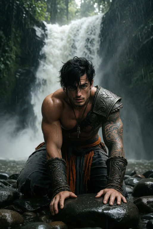 Photography Of A Handsome Muscular Tattooed Guy With Messy B...