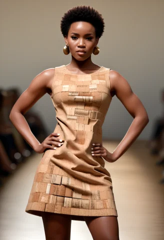 Photo Of A Female Supermodel Of African Ethnicity. She Is We... — SDXL AI Prompt: photo of a female supermodel of African ethnicity. she is wearing a cork dress a...