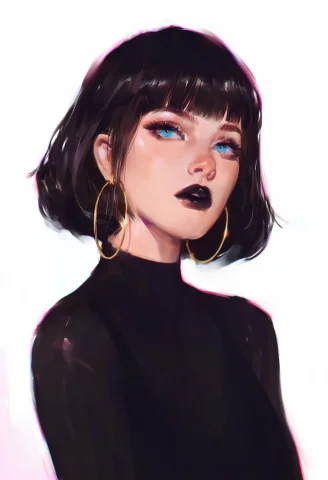 1girl, Solo, Earrings, Jewelry, Blackhair, Shorthair, Lookin... — Stable Diffusion AI Prompt: 1girl, solo, earrings, jewelry, black_hair, short_hair, looking_at_viewer, simpl...