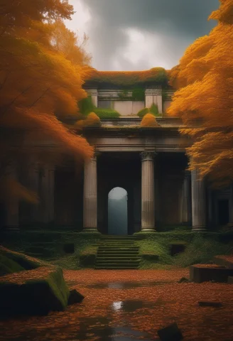 The Overgrown Ruins Of A Forgotten Civilization, Low Key Lig... — SDXL AI Prompt: the overgrown ruins of a forgotten civilization, low key lighting, golden ratio...