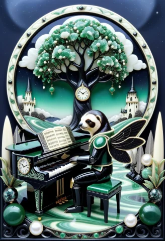 P3a7r1-enhanced-style, Made Out Of, Ebony, Obsidian Jade Gre... — SDXL AI Prompt: p3_a7_r1-enhanced-style, made out of, ebony, Obsidian Jade green gemstone, scrim...