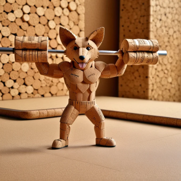Corkworld, A Gym Made Of Cork, A Cork Coyote Bodybuilder Lif...
