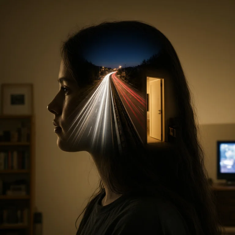 Triple Exposure Of A Teenage Girls Side Profile Silhouette A...