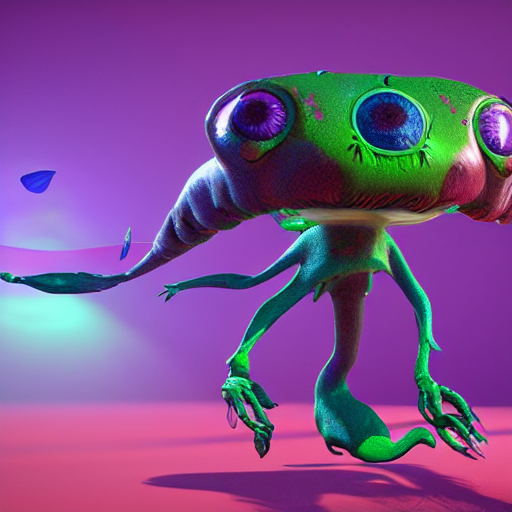 Colorful Alien Flower Creature With Leaf Arms And Leaf Legs...