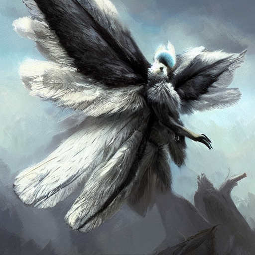 White Fur Mothman, Big Wings On Back, Mothman Moth, By Greg...