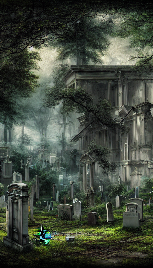 A Beautiful Photorealistic Painting Of Cemetery Urbex Unfini...