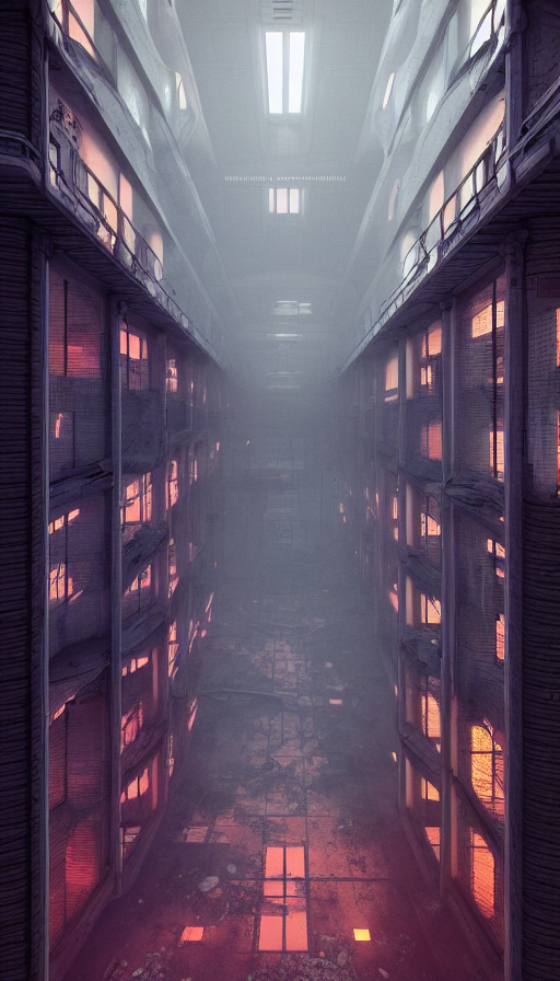A Beautiful Detailed Highly Detailed University Abandoned Ar...