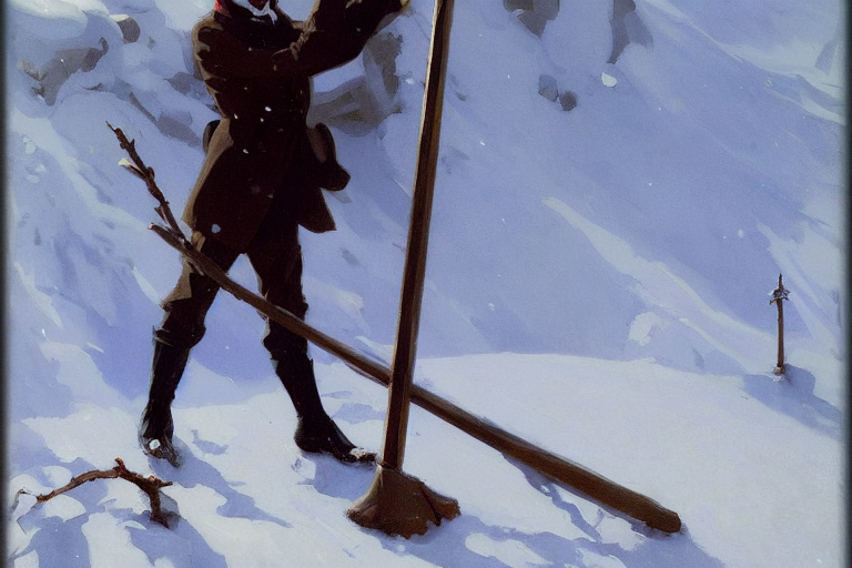 1 9 Century, Big Airplains Frame Stick In Snow, Stand Vertic...