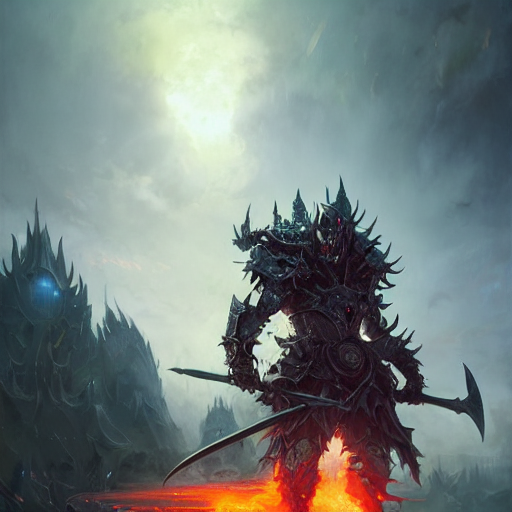 Buff Armored Demon With Scythe, Bringer Of Doom And Despair,...