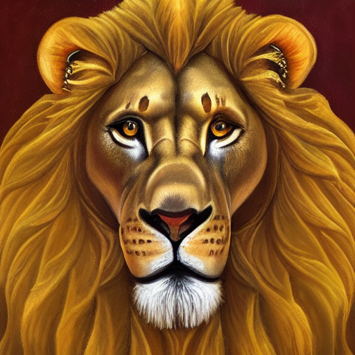 Head And Shoulders Portrait Of Anthromorphic Lion Dressed In...