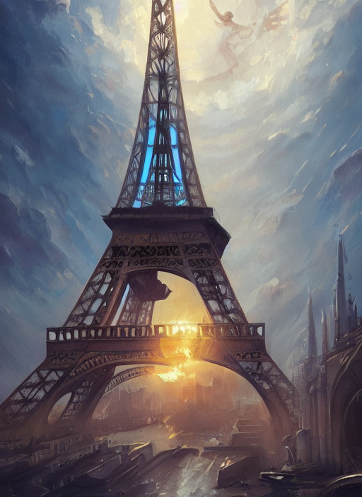 Eiffel Tower In Paris, Art By Artgerm And Greg Rutkowski And...
