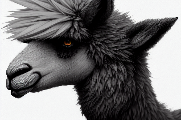 Highly Detailed Animal Portrait Of An Emo Alpaca, Black Eyes...