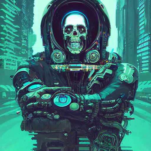 A Beautiful Painting Of Cyberpunk Skull By Nekro And Pascal...