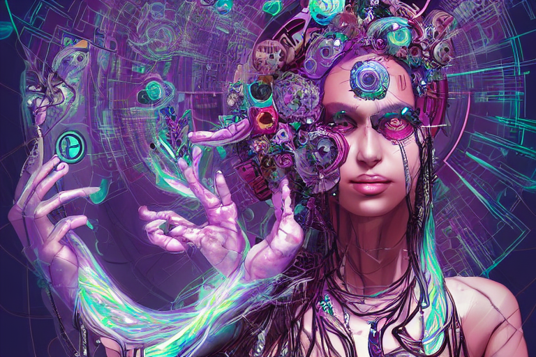 Goddess Of Mystic Unity. Interconnected Chaos, Cyber Dream S...