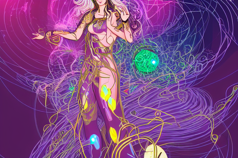 Goddess Of Mystic Unity. Interconnected Chaos, Cyber Dream D...
