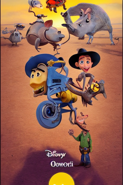 Cowboy Rat Adventure Pixar Movie Poster