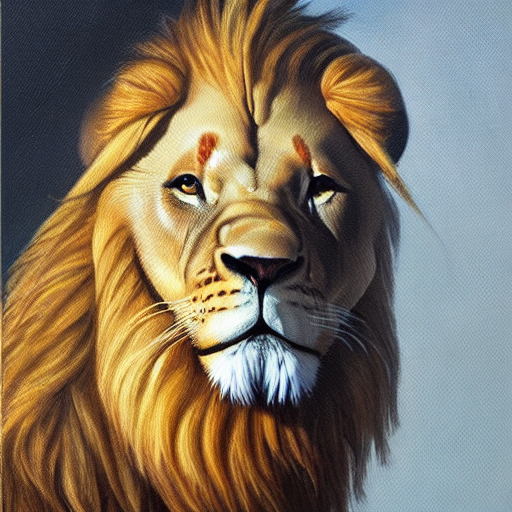 Lion With Long Flowing Mane Dressed In King Robes With Crown...