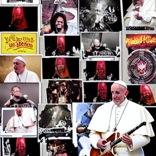 The Pope Playing Guitar In A Hard Rock Band Promotional Prof...