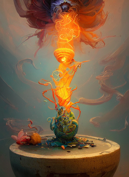 Beautiful Painting Of A Bong With Psychedelic Smoke Coming O...
