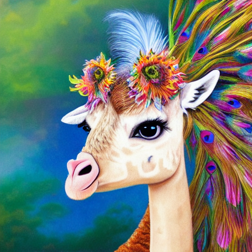 Cute Fluffy Baby Giraffe Llama Hybrid Mixed Creature Charact...