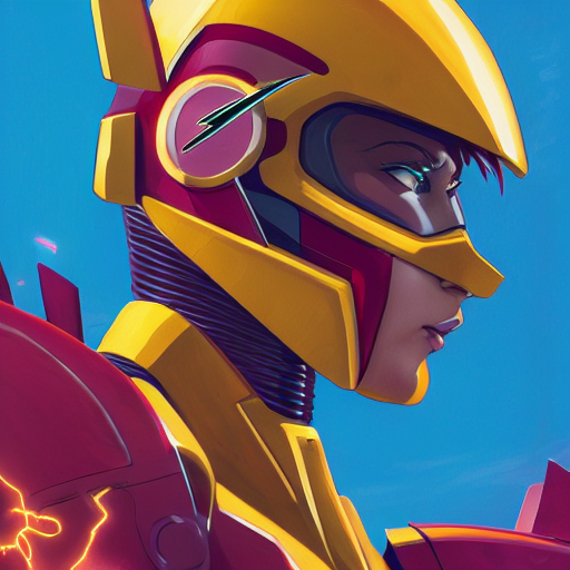 Portrait Of Female The Flash As A Gundam Pilot, With An Intr...