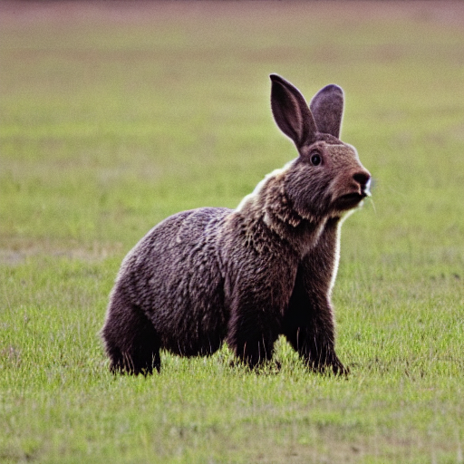 A Photo Of A Rabbit Head On A Grizzly Bear Body