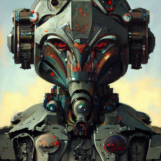 Mecha Intricate Highly Detailed Robot Portrait, With Splatte...