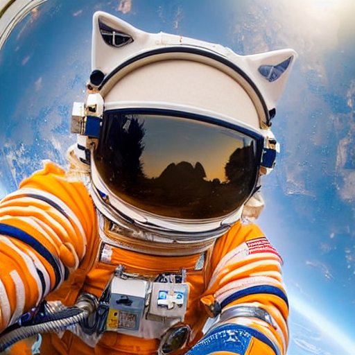 Astronaut Cat, Helmet With Cat Ears, Golden Hour, Sharp Focu...