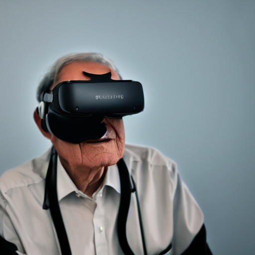 An Old Man Wearing A Vr Headset In A Dystopian Science Ficti...
