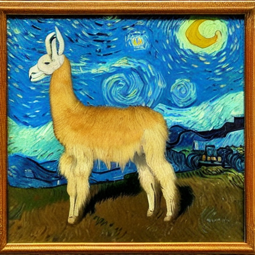 Oil Painting By Van Gogh Of A Llama.