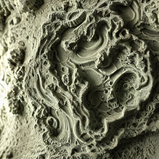 Dramatically Lit, Intricate Fractal Sculpture Of An Ancient,...