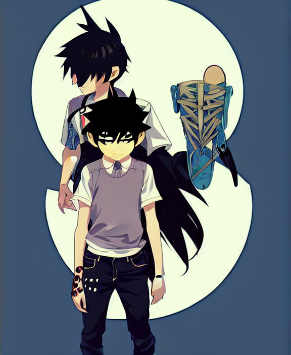 Cute Little Boy With Black Hair Anime Character Inspired By... — Stable Diffusion AI Prompt: cute little boy with black hair anime character inspired by jason voorhees and g...
