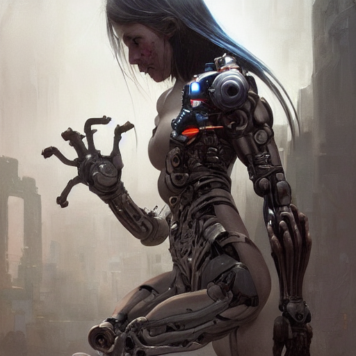 Muscular Cyborg Girl With Prosthetic Arms, Marvel Comics, Da...